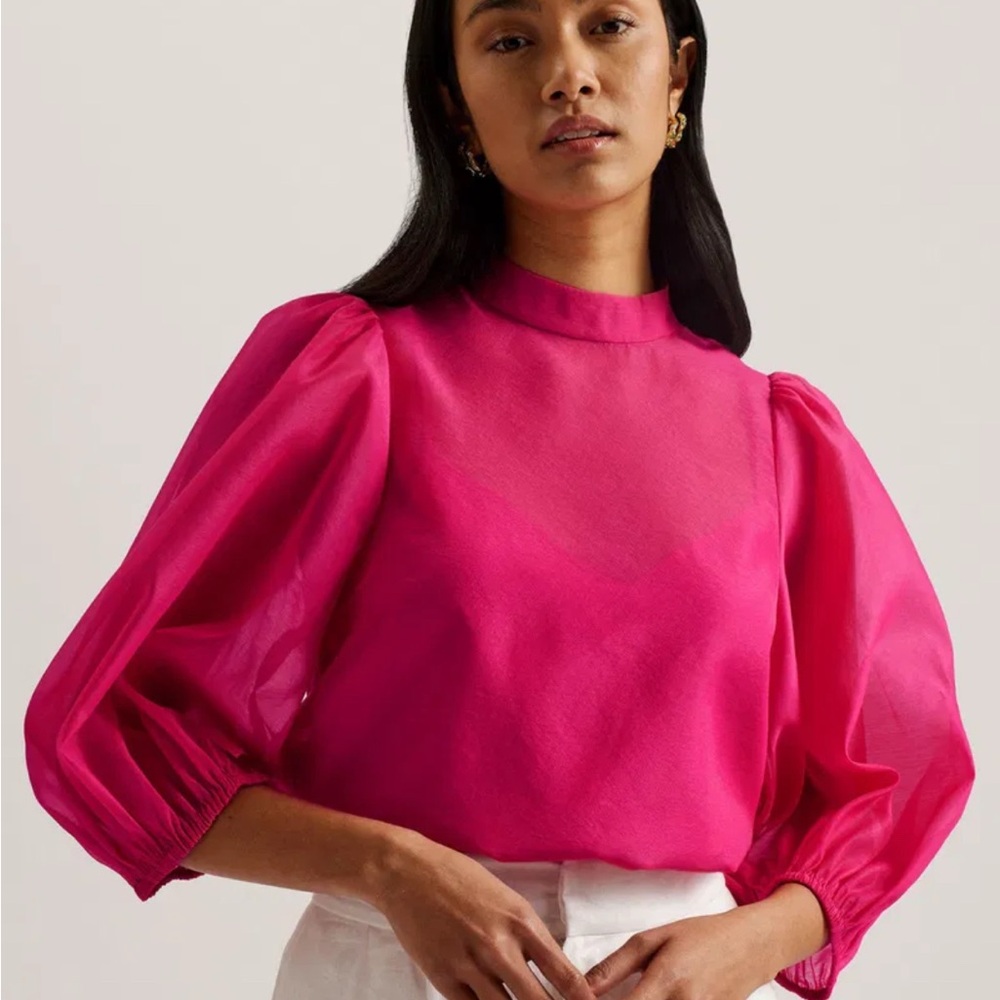 Ted Baker London Vibrant Pink Sheer Blouse